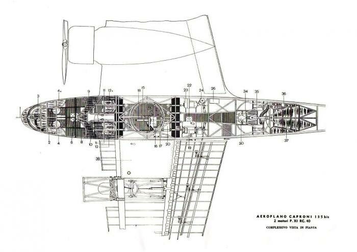 Caproni Ca.135 bis allestimenti interni